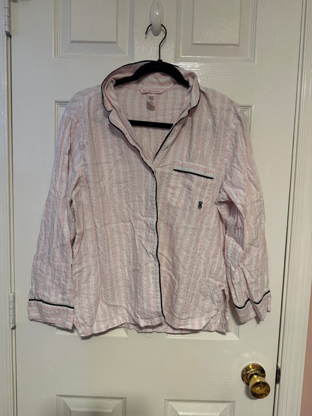 Victoria's Secret Pink and Black Striped Pajama Set